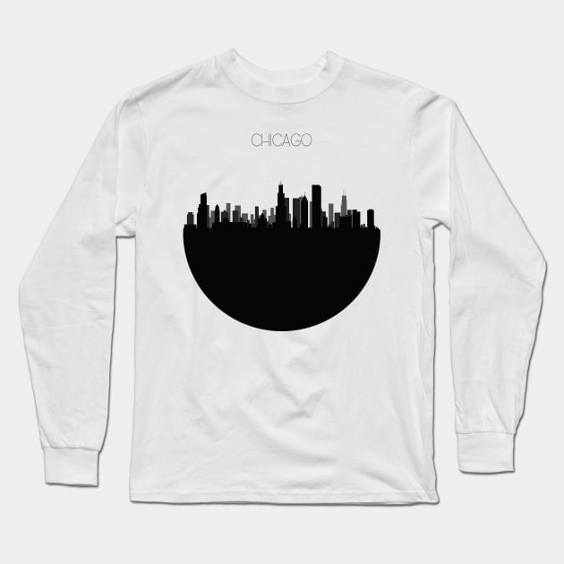 Chicago Skyline Long Sleeve T-Shirt by inspirowl